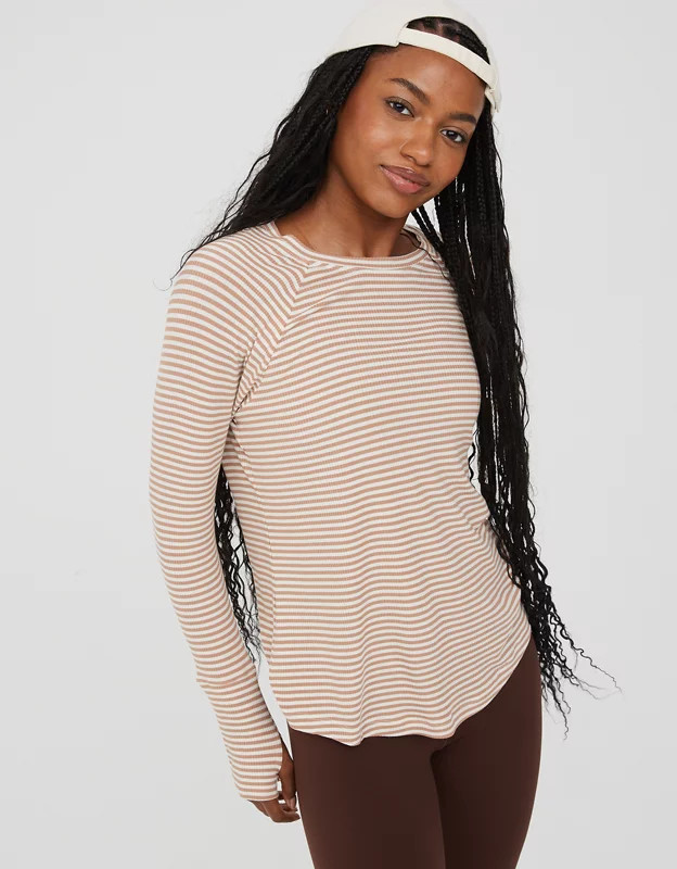 OFFLINE By Aerie Thumbs Up Ribbed Long Sleeve T-Shirt | Aerie