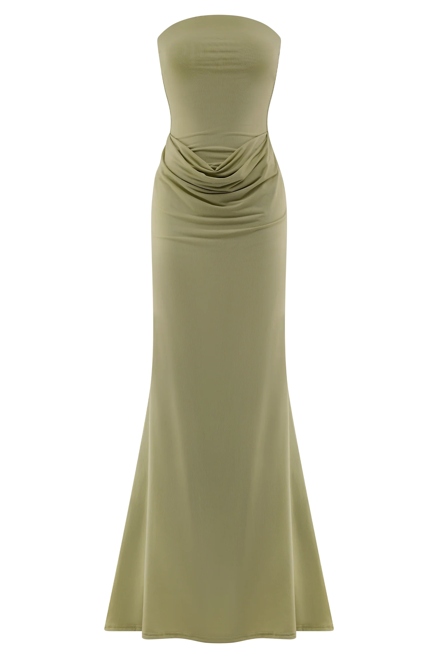 Madison Strapless Slinky Maxi Dress - Sage | MESHKI US