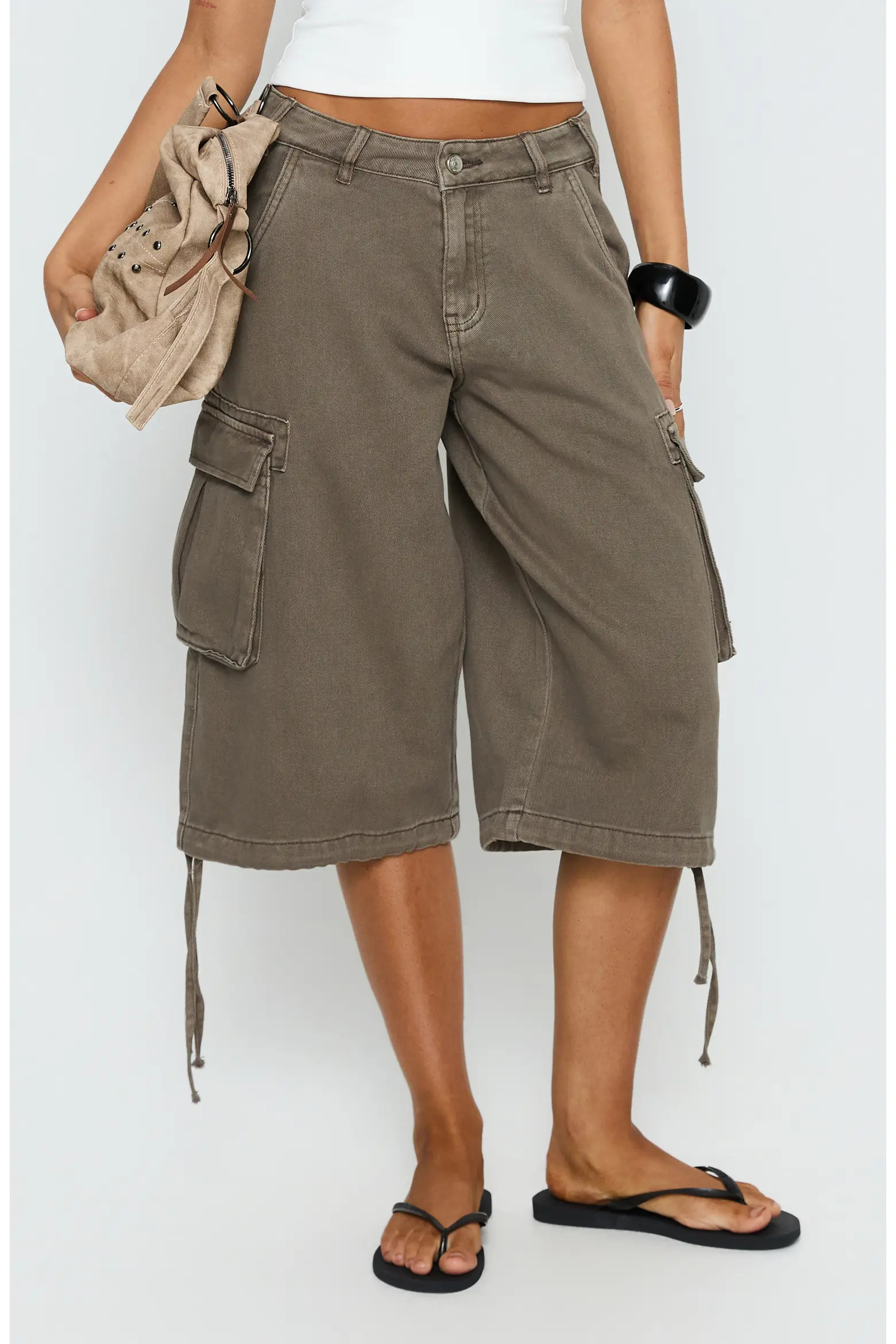 Princess Polly Hudsen Low Rise Longline Denim Cargo Shorts (Women) | Nordstrom | Nordstrom