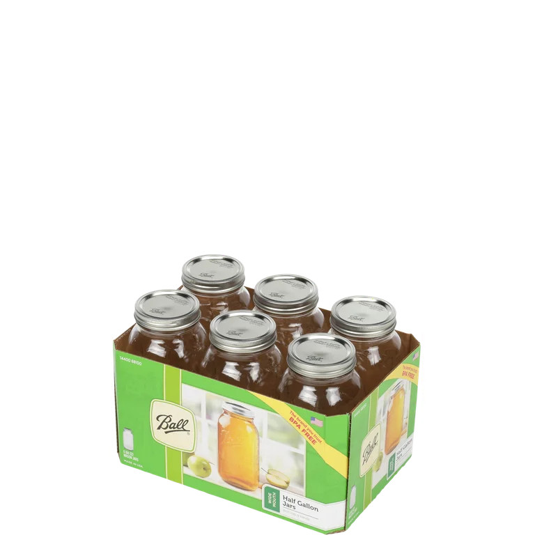 Ball Wide Mouth 64oz Half Gallon Mason Jars with Lids & Bands, 6 Count | Walmart (US)