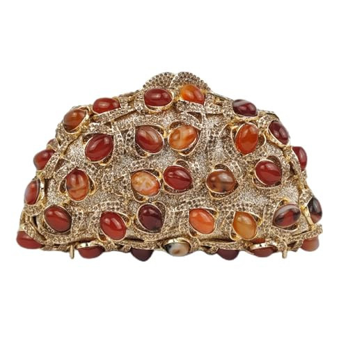 HUANG ZHUANG Luxury Crystal Clutch Women Amber Agate Stones Purses Handbag Glitter Rhinestone Evening Bag for Party Prom | Amazon (US)