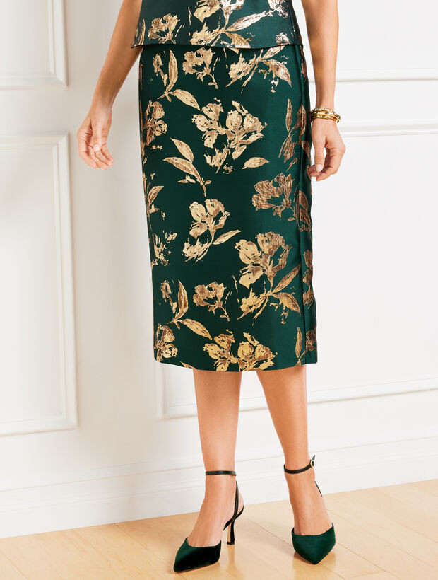 Metallic Floral Jacquard Pencil Skirt | Talbots