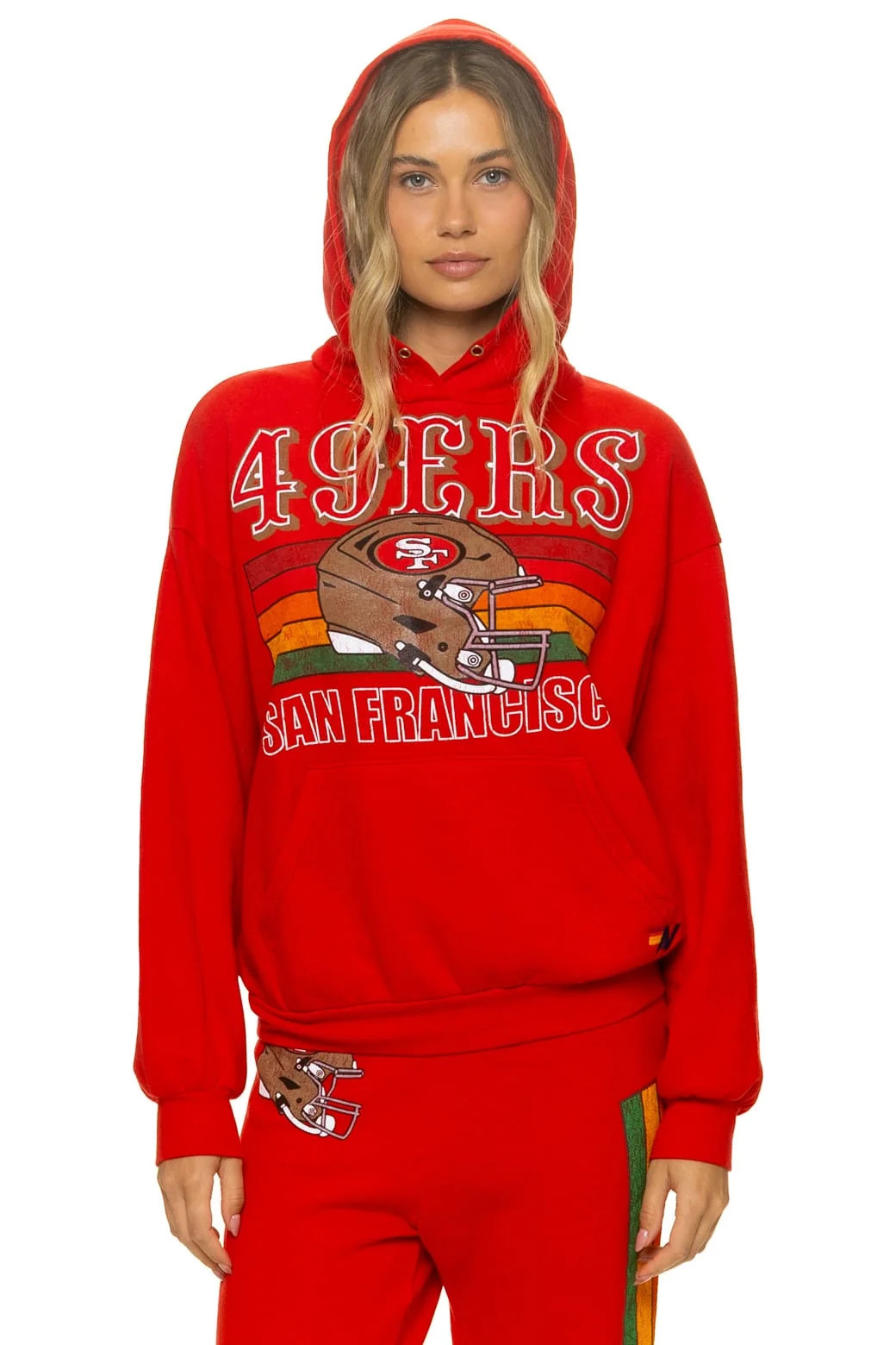 SAN FRANCISCO 49ERS HELMET RELAXED PULLOVER HOODIE - RED | Aviator Nation