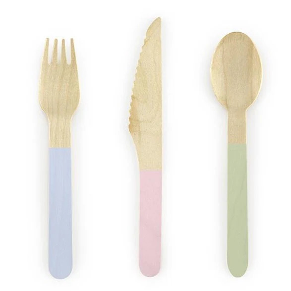 Pastel Wooden Cutlery Set | Get Gatherings