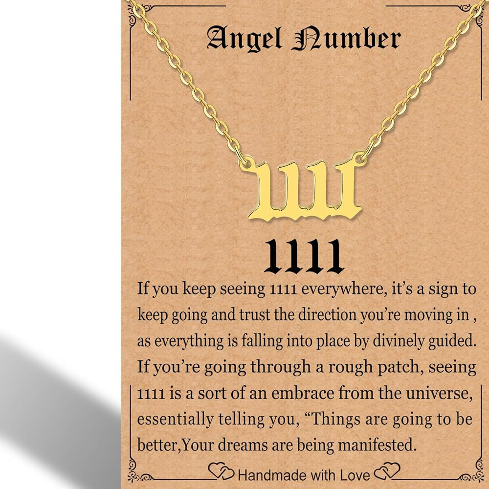 RWQIAN Angel Number Necklace For Women,Dainty Gold Plated Number 000 1111 111 222 333 444 555 666... | Amazon (US)