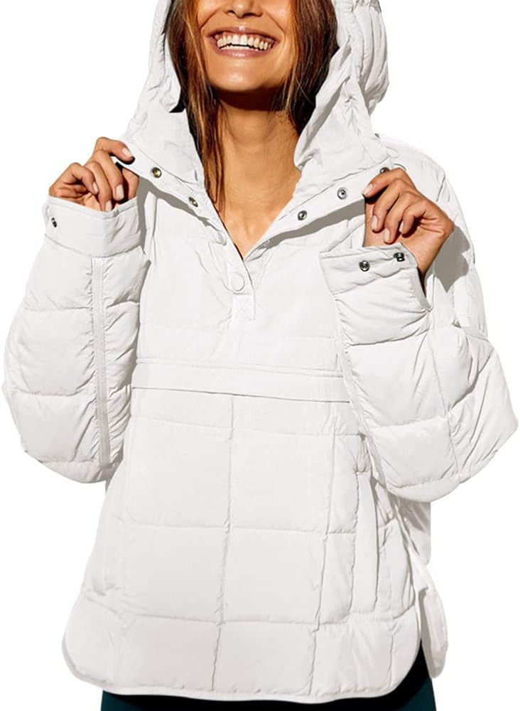 chouyatou Women's Quilted Pullover Puffer Jacket Packable Hooded Oversize Winter Coat Tops | Amazon (US)