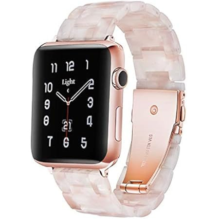 Light Apple Watch Band - Fashion Resin iWatch Band for Series 7 Starlight Compatible with Copper Sta | Amazon (US)