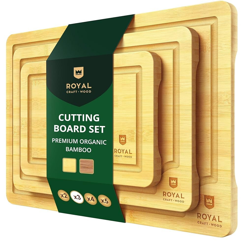 Wooden Cutting Boards for Kitchen Meal Prep & Serving - Bamboo Wood Cutting Board Set - Charcuter... | Amazon (US)