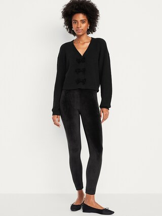 High-Waisted Velour Fashion Ankle Leggings | Old Navy (US)