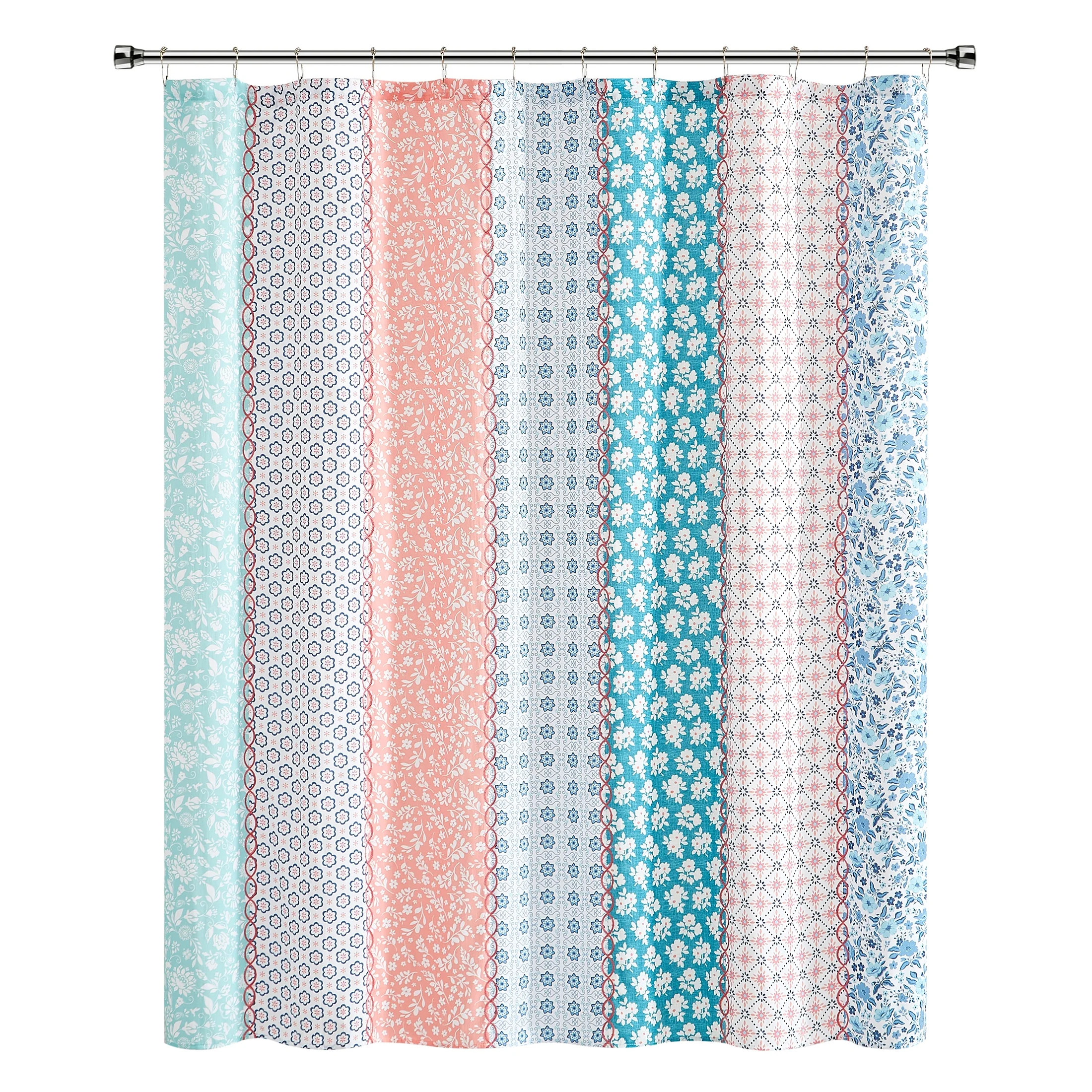 The Pioneer Woman Ditsy Patchwork Cotton-Rich Shower Curtain, 72"x72" | Walmart (US)