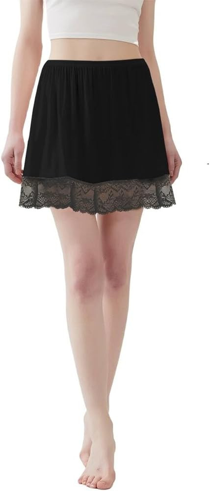 Lace Slip Underskirt Half Slips for Under Dresses Skirt Extenders Womens Anti StaticOver Knees | Amazon (US)