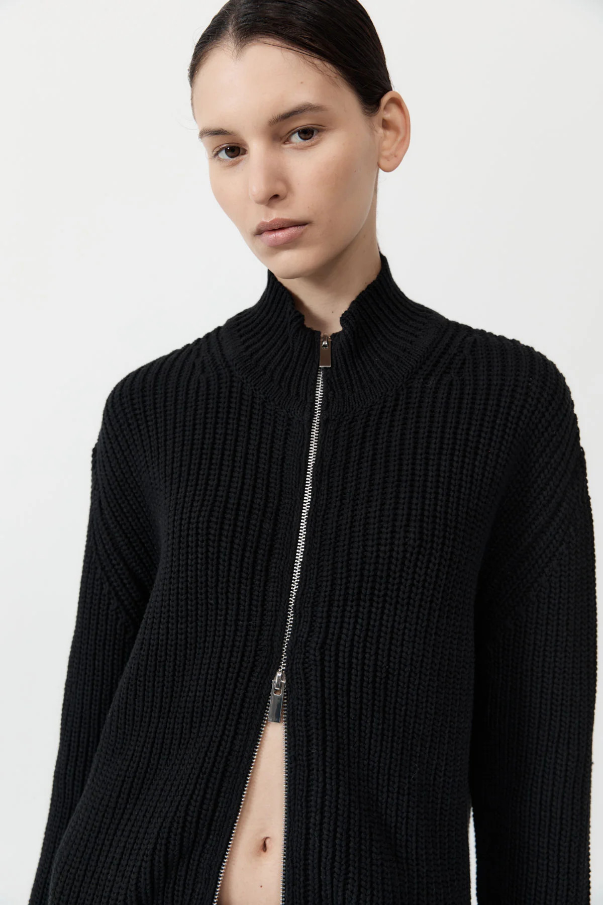 Zip Detail Cardigan - Black | St. Agni (US, UK, EU)