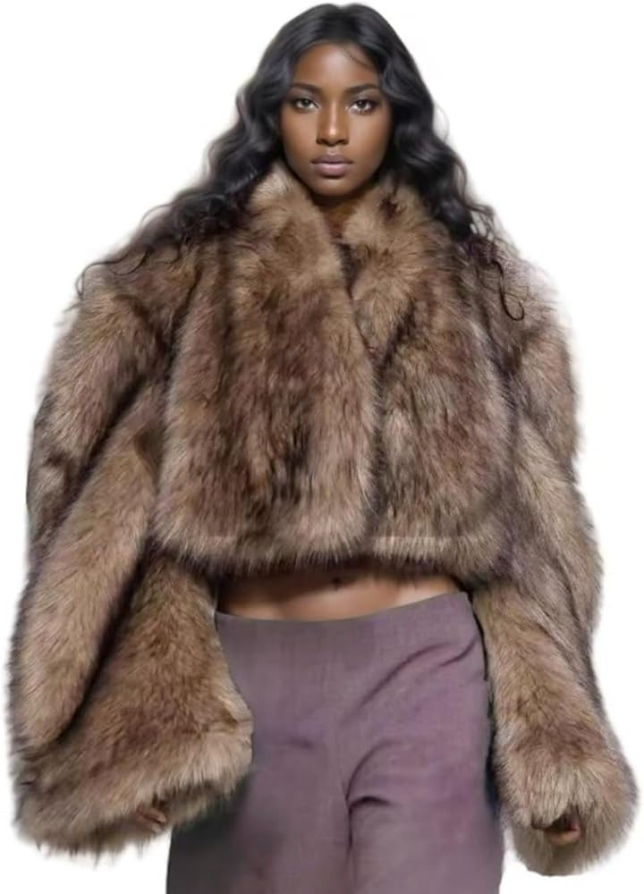 Fashion Fluffy Warm Faux Fur Coat Overcoat Fur Winter Jacket Outwear Sweater Loose Long Sleeve | Amazon (US)