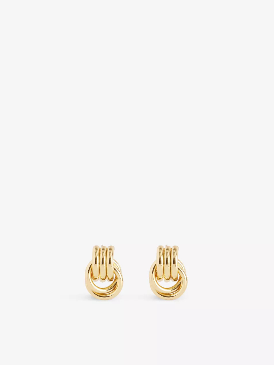 Baby Knot yellow gold-plated metal earrings | Selfridges