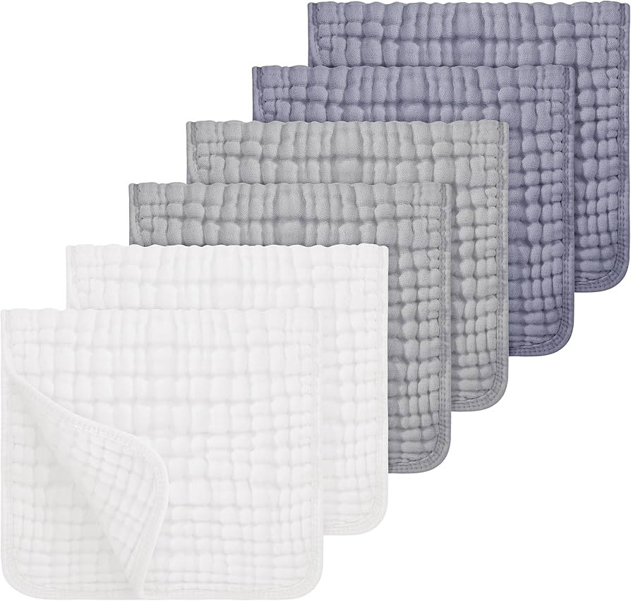 Looxii Muslin Burp Cloths 100% Cotton Muslin Cloths Large 20''x10'' Extra Soft and Absorbent 6 Pa... | Amazon (US)