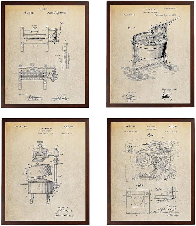Laundry Decor Clothes Wringer and Dryer Print Art - Laundry Poster TDP1017 | Amazon (US)