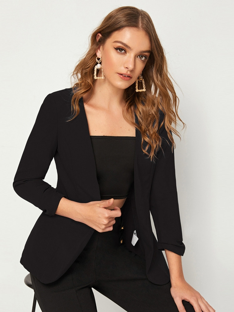 SHEIN Open Front Solid Blazer | SHEIN