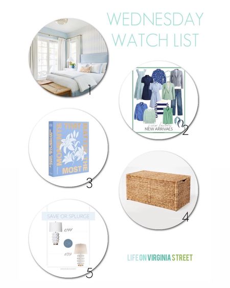 This week’s Wednesday Watch List picks include the pretty blue and white wallpaper, new arrivals from J Crew Factory that are perfect for late summer to early fall outfits, a photo album that looks like a designer coffee table book, several woven trunk options, and a great look for less bubble lamp! Get more details here: https://lifeonvirginiastreet.com/wednesday-watch-list-424/

#LTKSeasonal #LTKsalealert #LTKhome