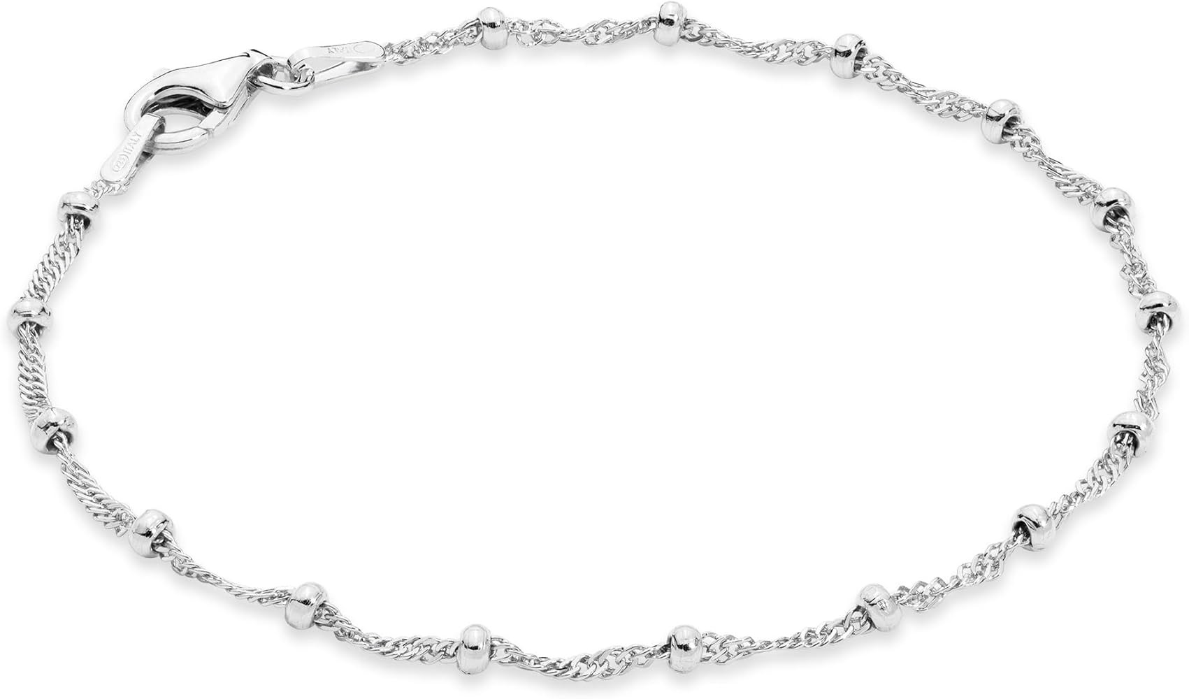 Miabella 925 Sterling Silver,18K Gold Plated Singapore Bead Bracelet Women | Amazon (US)