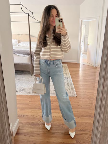 Abercrombie outfit, sweater and denim run true to size. These are the 90s relaxed jeans, love the cuff! 

#LTKfindsunder100 #LTKstyletip #LTKSeasonal