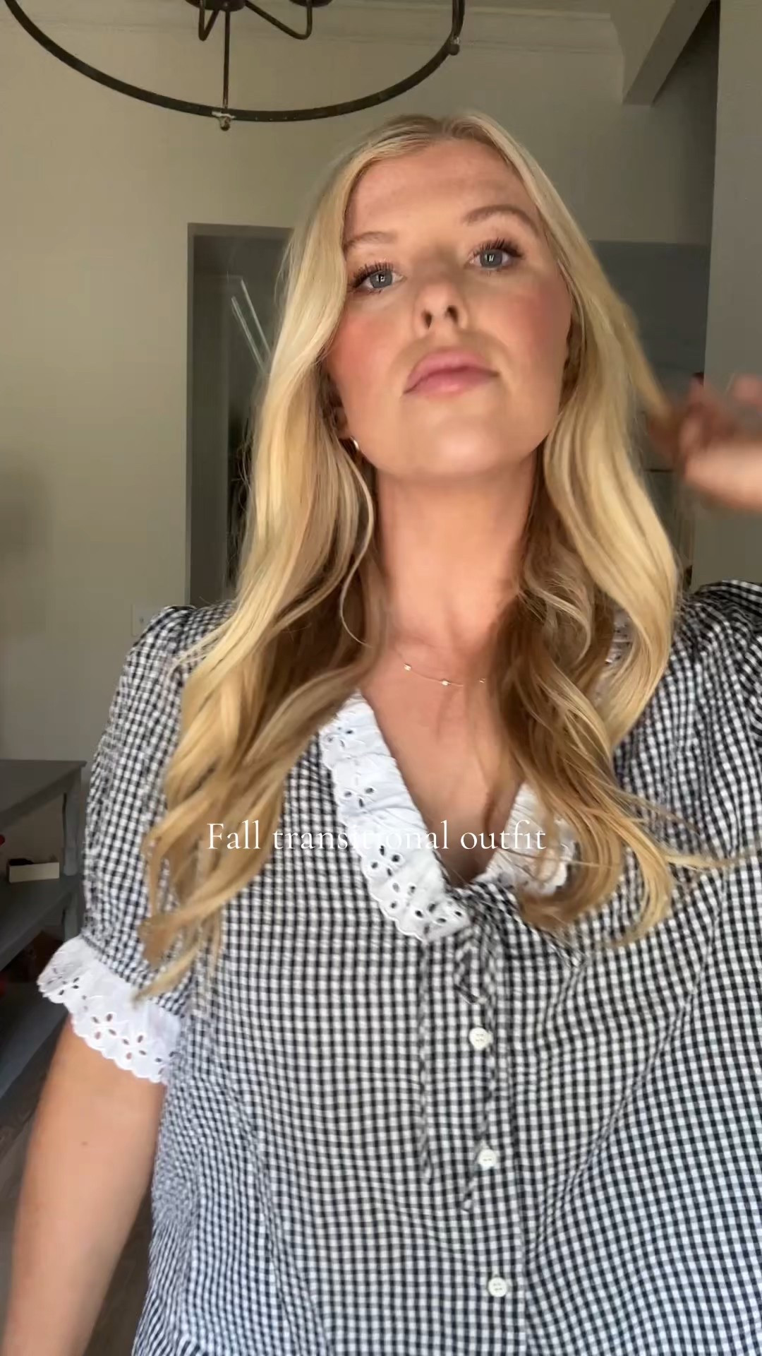 30 days of what I’m wearing post partum day 9/30! 
Fall transitional outfits are here!! 
Love these gingham pants to match all fall long 

#LTKShoeCrush #LTKSeasonal