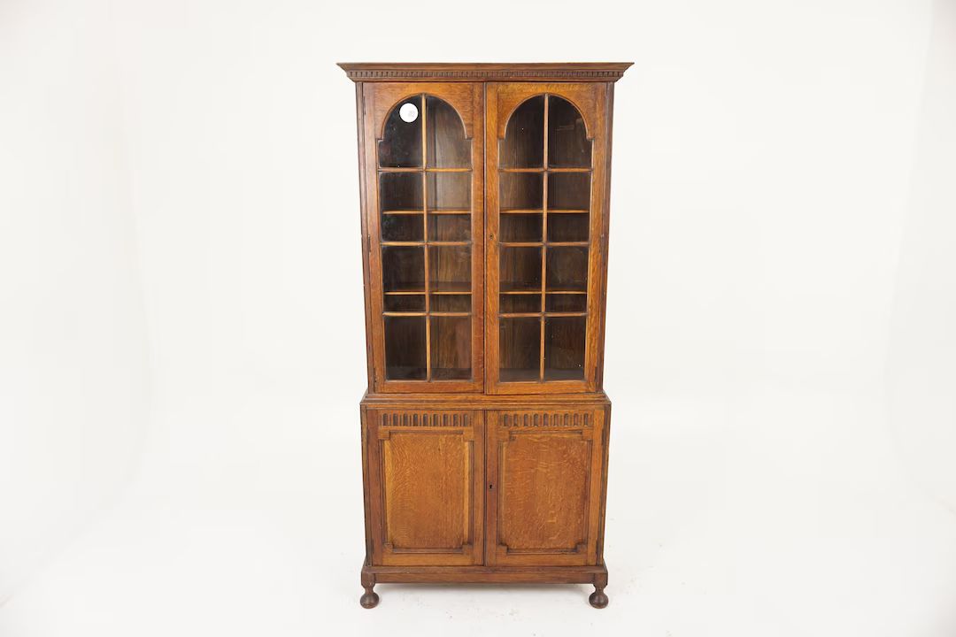 Antique Oak Bookcase Arts & Crafts Display Cabinet Antique - Etsy | Etsy (US)
