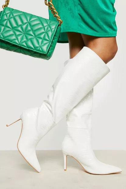 Knee High Mid Height Stiletto Boots | Boohoo.com (US & CA)