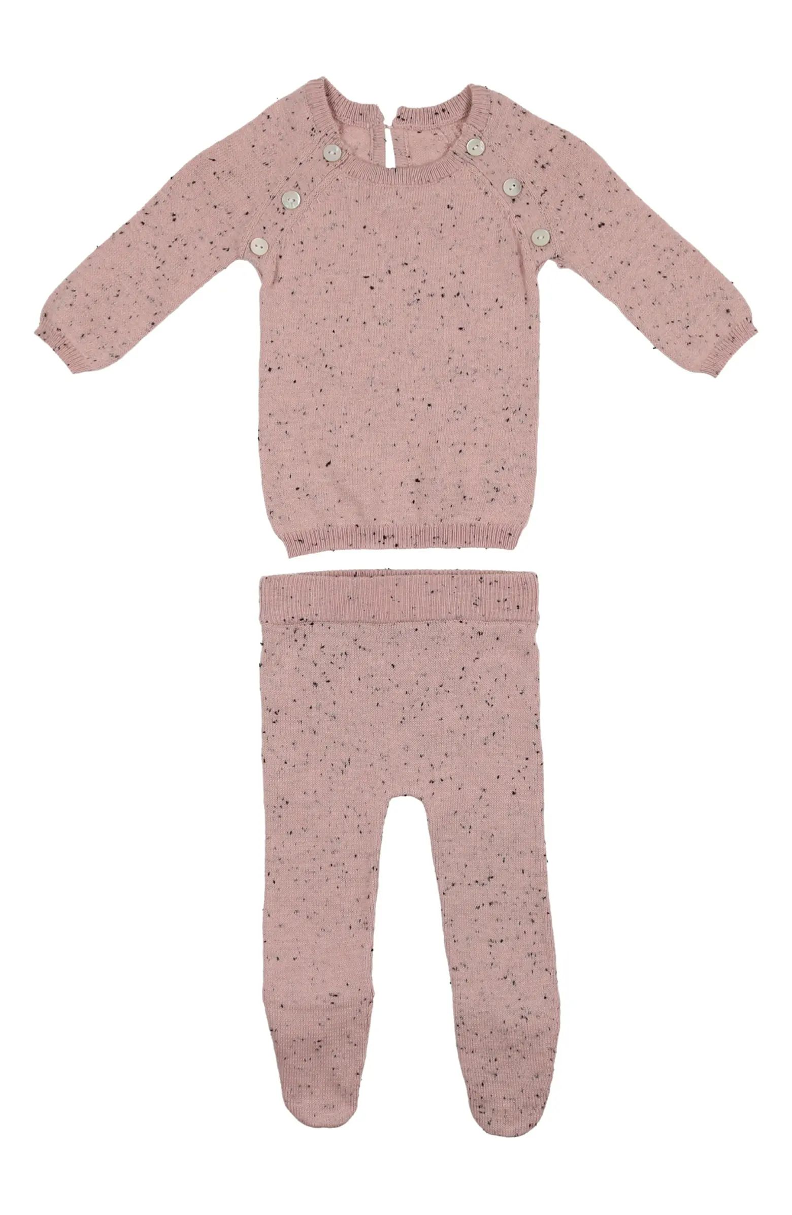 Speckled Long Sleeve Cotton Sweater & Pants Set | Nordstrom