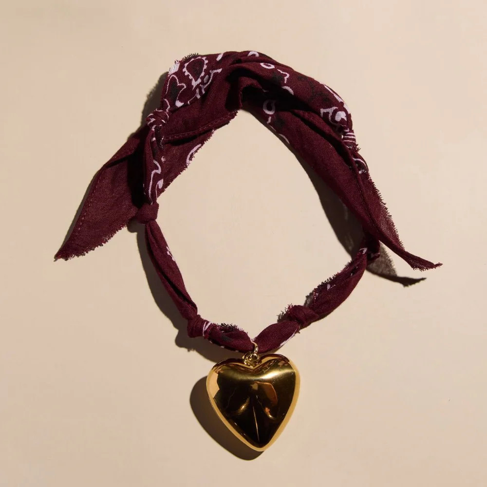 Burgundy Bandana Necklace | Nickel and Suede