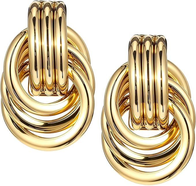 Chunky Gold Statement Earrings for Women, Gold Chunky Earrings for Women, For Women's Fashion Acc... | Amazon (UK)