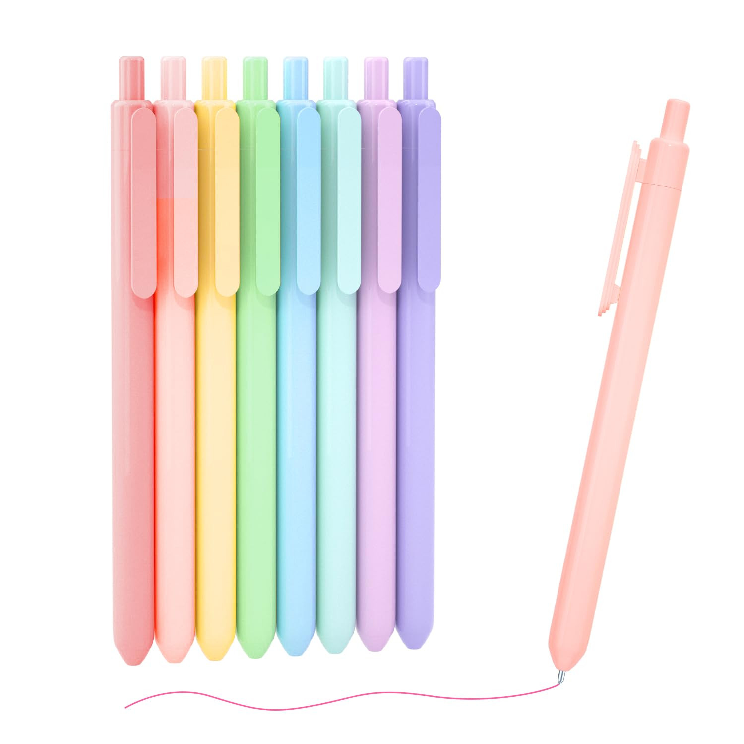 Shuttle Art Colored Retractable Gel Pens, 8 Pastel Ink Colors, Cute Pens 0.7mm Fine Point Quick D... | Amazon (US)