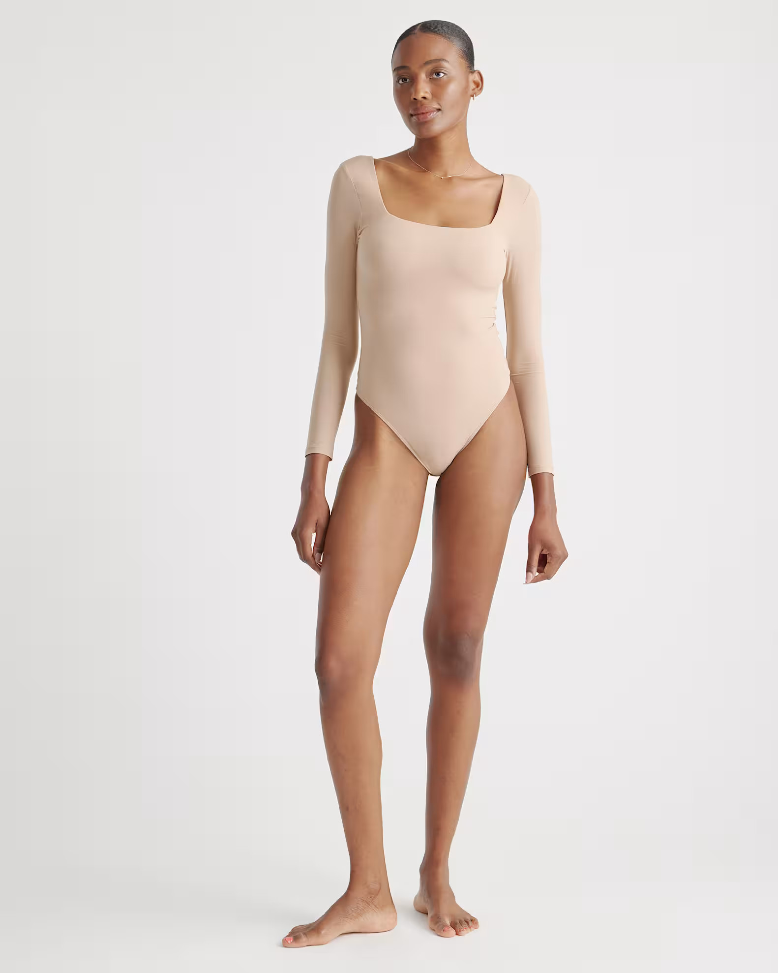 Second Skin Square Neck Long Sleeve Bodysuit | Quince