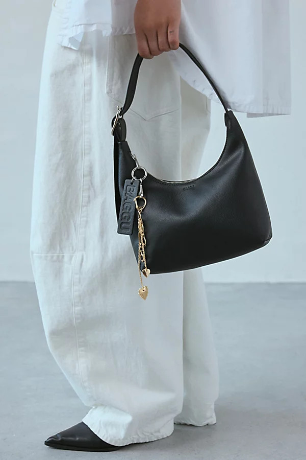 BAGGU Mini Recycled Leather Shoulder Bag in Black, Women's at Urban Outfitters | Urban Outfitters (US and RoW)