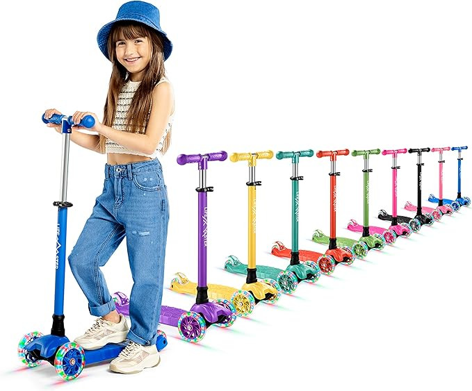 Kids Scooter – Children and Toddler 3 Wheel Kick Scooter – LED Wheel Lights Illuminate When R... | Amazon (US)