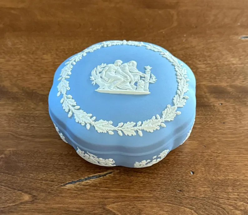 Vintage Wedgwood Blue Jasperware Round Scalloped Trinket Box - Made in England  - Excellent Condi... | Etsy (US)