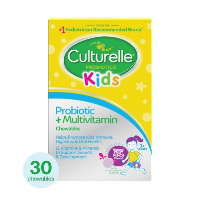 Culturelle Kids Daily Probiotic Plus Multivitamin Vegan Chewable: 5 Billion CFUs, Dairy-Free, Soy-Free, 30 Count | Target