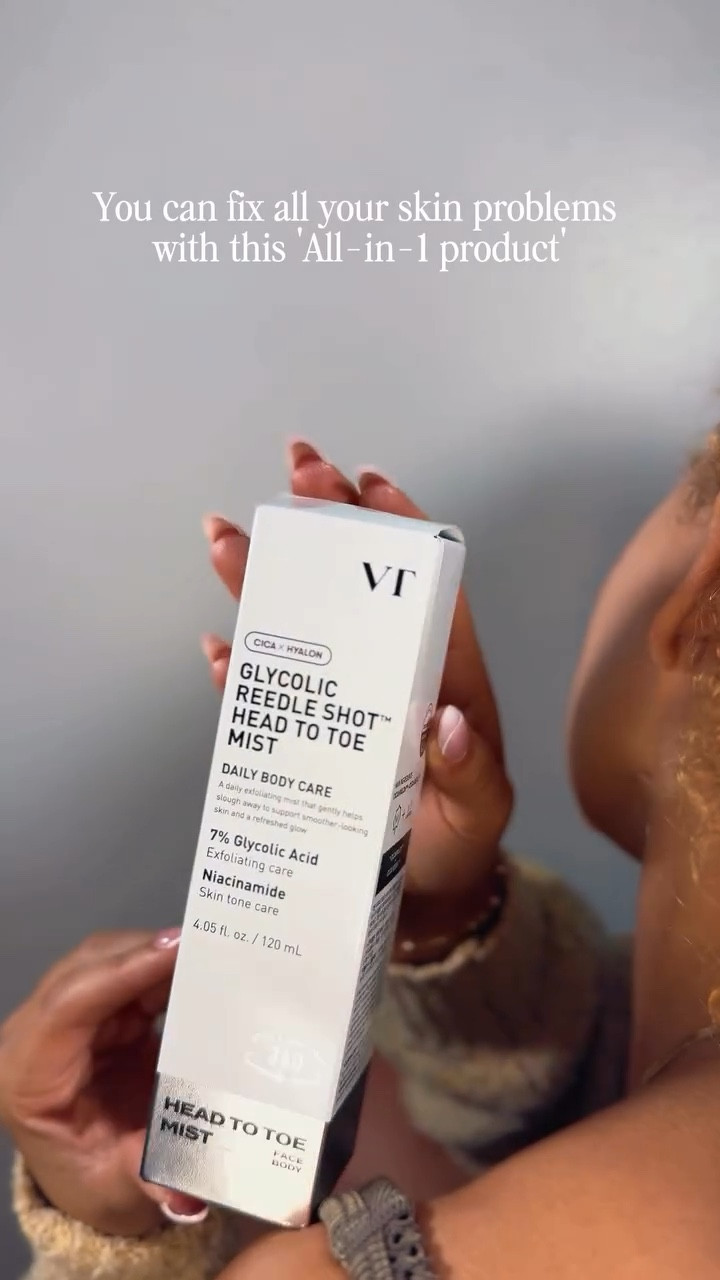 This head-to-toe glycolic acid mist is everything I didn’t know I needed 🥰 

From scalp to heels, it smooths, brightens, and refreshes all those tricky areas back acne, dark underarms, bumpy arms, and even rough elbows. 

The 7% glycolic acid gently exfoliates while niacinamide + glutathione help even out tone, and soothing ingredients like Cica Hyalon keep skin calm and hydrated.

✨ What makes it different? The 360° upside-down spray means I can mist anywhere, literally head-to-toe—with zero hassle. 

It’s an all-in-1 fix that leaves my skin feeling clean, soft, and glowy without the extra steps.

#glycolicacid #glycolicacidspray #vtcosmetics #vtglycolicacid #glycolicacidunderarms #glycolicacidforface #glycolicacidforscalp #bumpyskin #strawberryskin #darkunderarms #backacne #exfoliation #hyperpigmentation #ulta #ultabeauty #ultahaul #ultafinds #ultaskintok