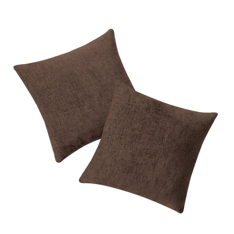Brown Solid Chenille Decorative Pillow Set, Mainstays, 18" x 18", 2 Pieces - Walmart.com | Walmart (US)
