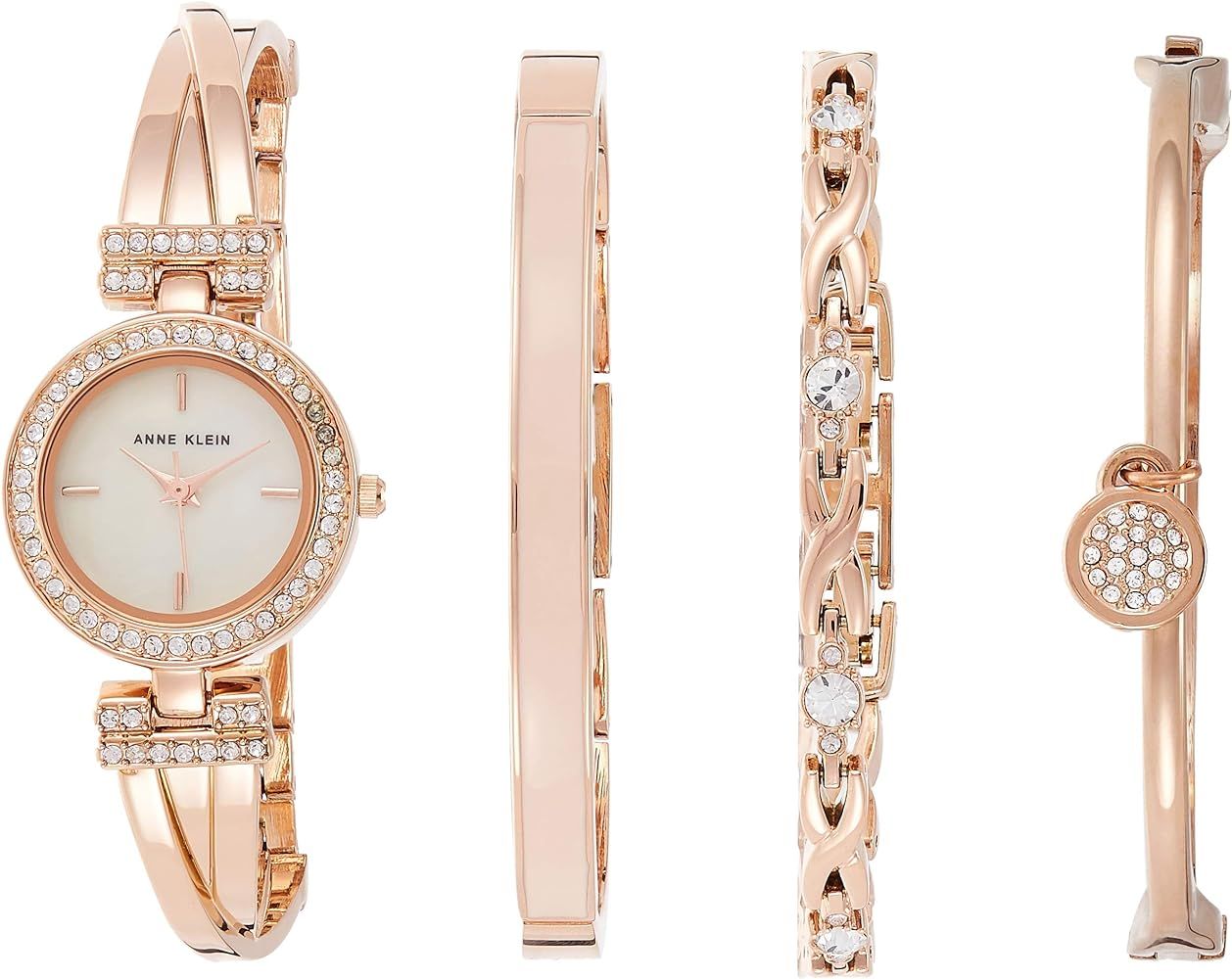 Anne Klein Women's Premium Crystal Accented Bangle Watch and Bracelet Set, AK/2238 | Amazon (US)