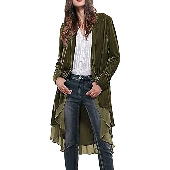 R.Vivimos Womens Ruffled Asymmetric Long Velvet Blazers Coat Casual Jackets | Amazon (US)