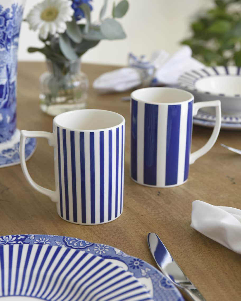 Spode Blue Italian Steccato Narrow Stripe Mugs, Set of 4 | Neiman Marcus