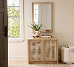 Marina Cane Rectangle Mirror With Shelf | Pottery Barn (US)