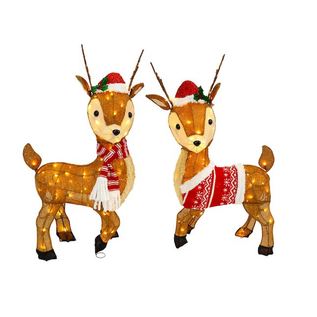 Holiday Living 2-Pack 36-in Deer Yard Decoration with White LED Lights | Lowe's