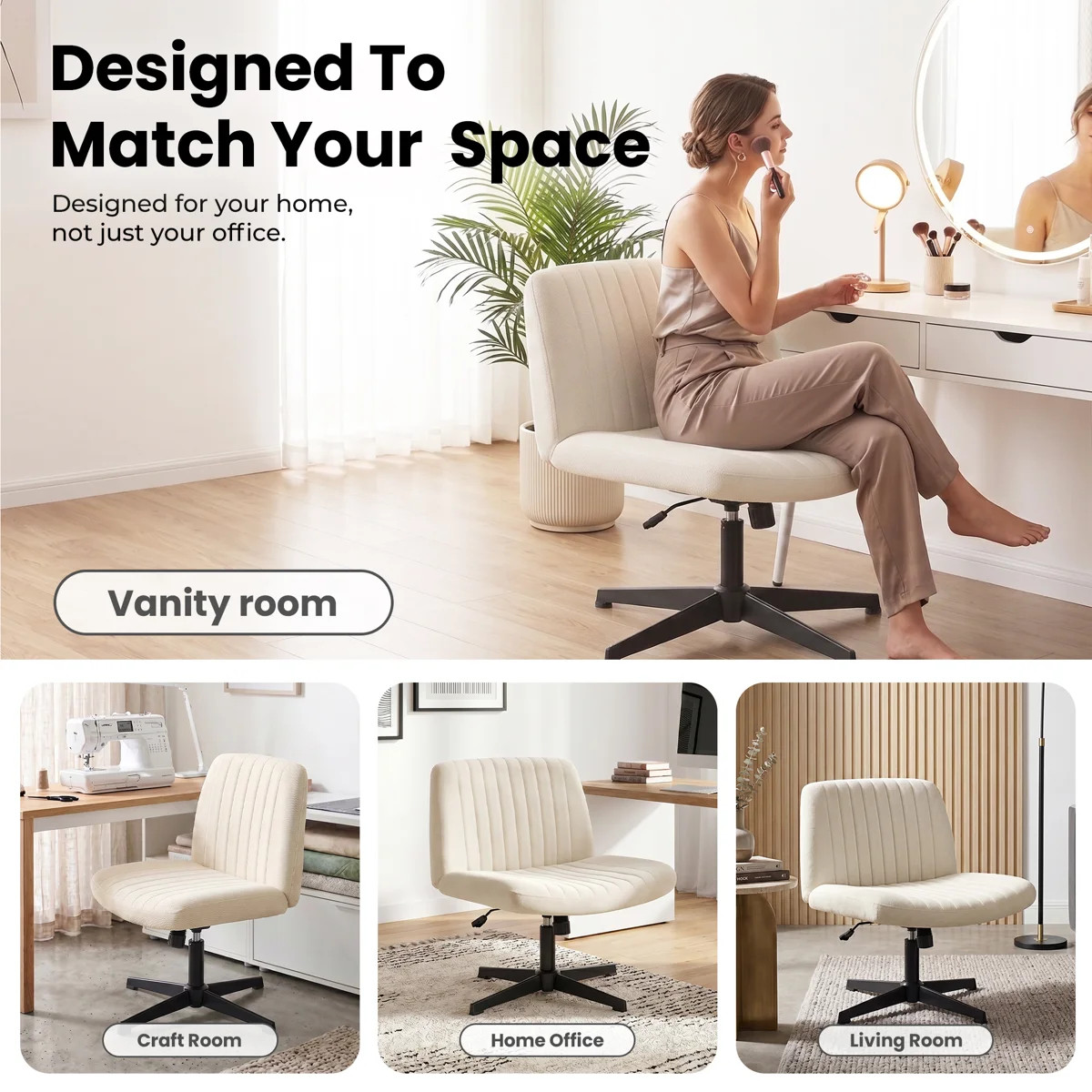 Taneha Wide Seat Armless Criss Cross Legged Office Desk Chair | Wayfair North America