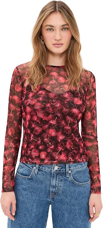Never Fully Dressed Women's Cherry Mesh Top | Amazon (US)