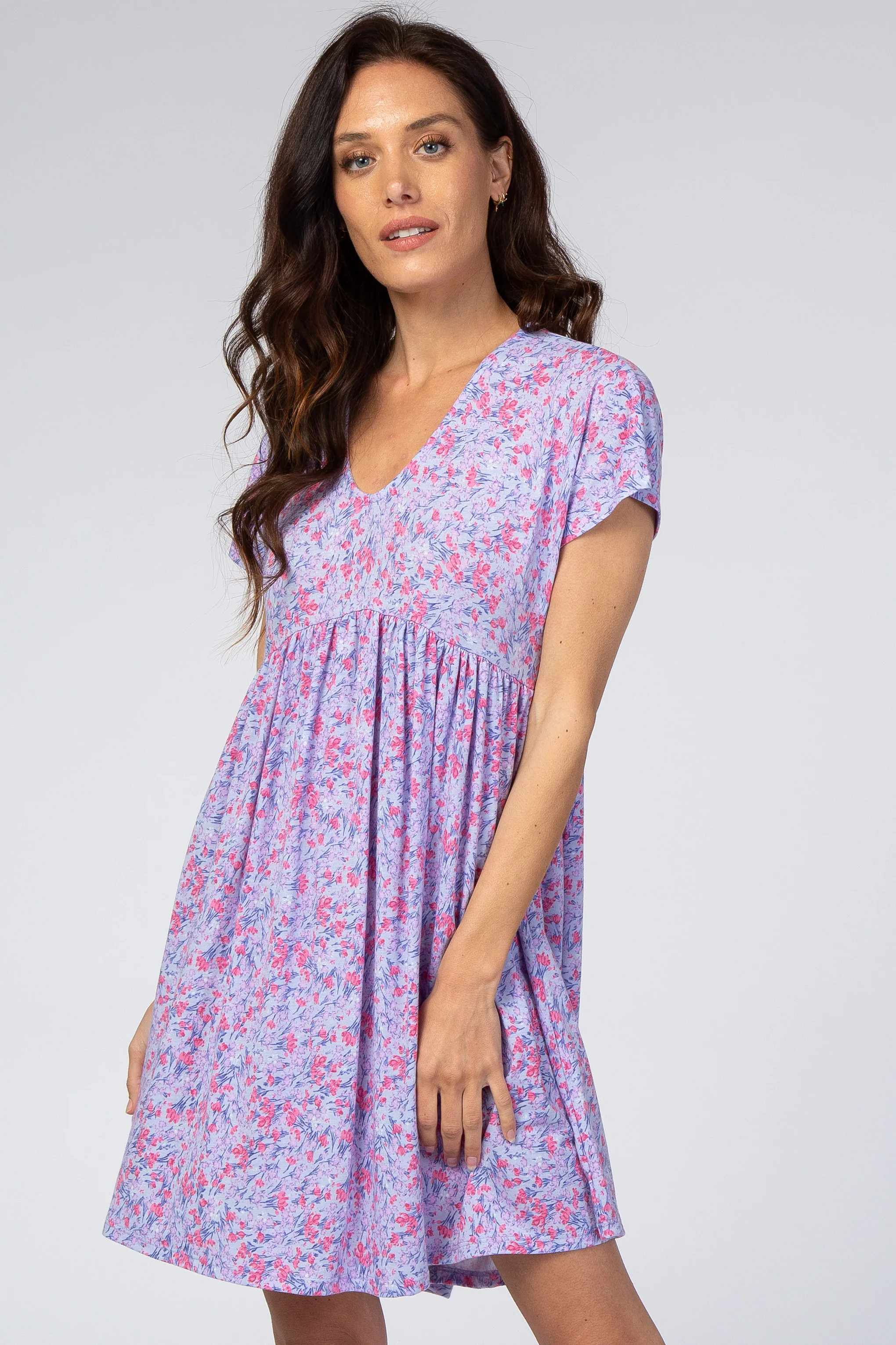 Lavender Floral Short Sleeve Dress | PinkBlush Maternity