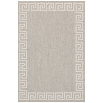 Paloma Greek Key Bordered Patio Rug Gray/Ivory - Captiv8e Designs | Target
