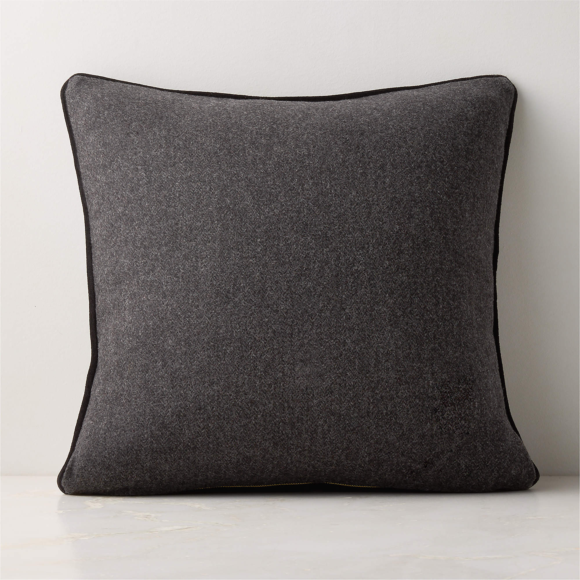Adley Charcoal Grey Merino Wool Throw Pillow with Down-Alternative Insert 20"x20" | CB2 | CB2