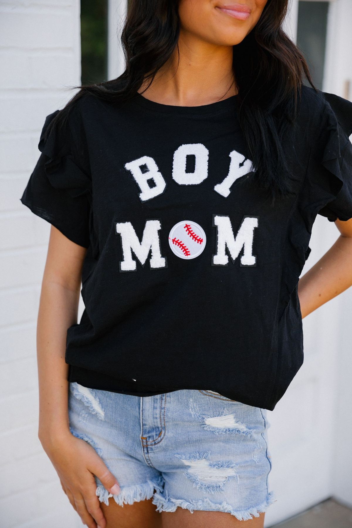 BOY MOM RUFFLE TEE | Judith March