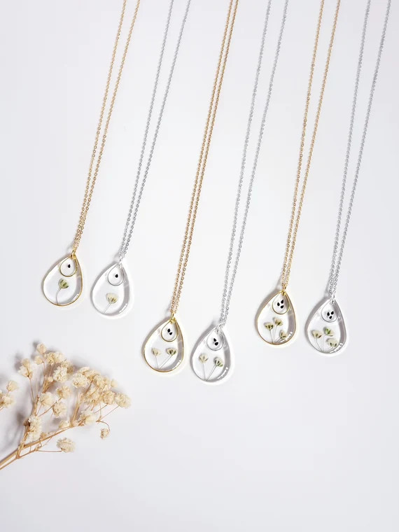 Forget me Not Seed Necklace, Two Seeds of Loss, Three Seeds Necklace, Resin Flower Jewelry, Gift ... | Etsy (US)